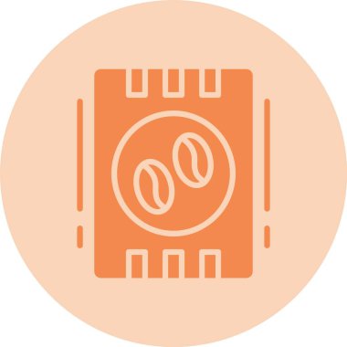 Kahve Fasulyesi Kabartma Çemberi Gradyan Simgesi