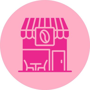 Kahve Dükkanı Kabartma Çemberi Gradyan Simgesi