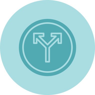 Yol Kesişim Oku Kabartma Çemberi Gradyan Simgesi