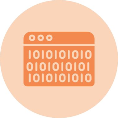 İkili Kod Kabartma Çember Gradyan Simgesi