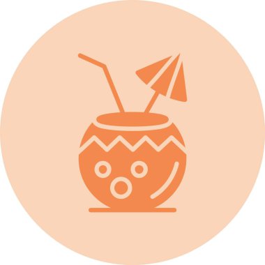 Hindistan cevizi İçeceği Kabartma Çemberi Gradyan Simgesi