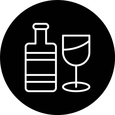 Şarap Cam Çizgisi Tersine Çevrilmiş Simge