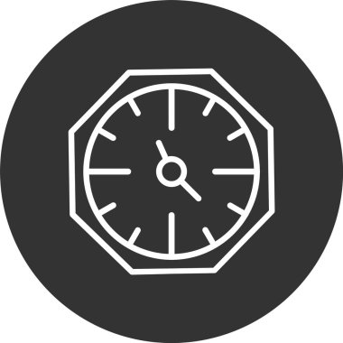 Duvardaki Saat Çizgisi Tersine Çevrilmiş Simge