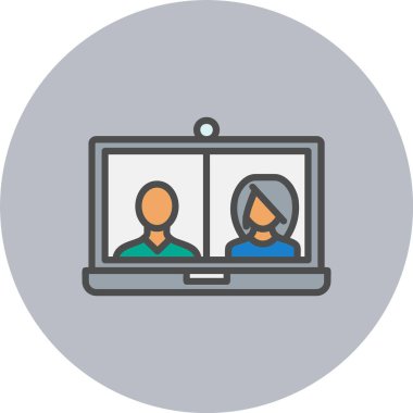 Konferans Video Arama Satırı Dolu Çember Simgesi