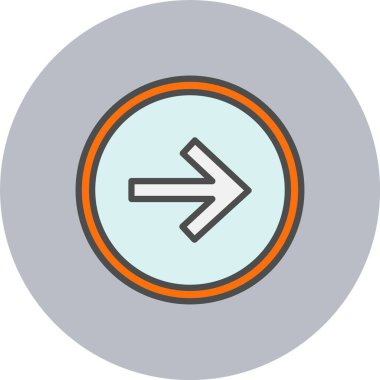 Sağ Ok Satırı Dolu Çember Simgesi