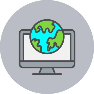 Dünya Haritası Dolu Çember Simgesi