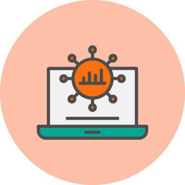 Veri Aktarım Satırı Dolu Çember Simgesi