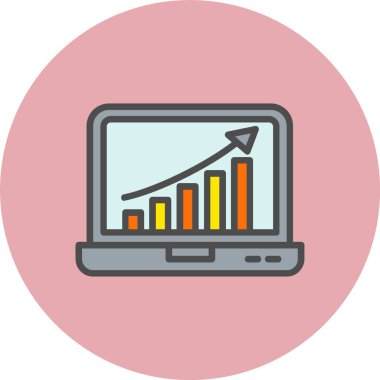İş Büyütme Vektör Satırı Dolu Çember Simgesi