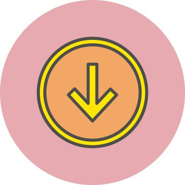 Aşağıdaki Ok Satırı Dolu Çember Simgesi