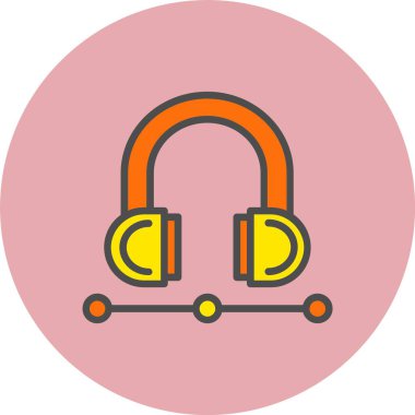 Kulaklık Satırı Dolu Çember Simgesi