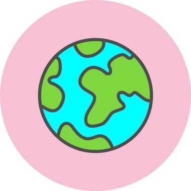 Dünya Çizgisi Dolu Çember Simgesi