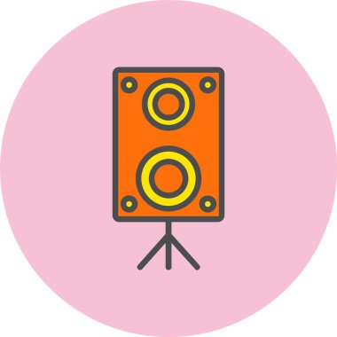 Hoparlör Satırı Dolu Çember Simgesi