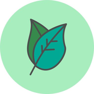 Yaprak Satırı Dolu Çember Simgesi