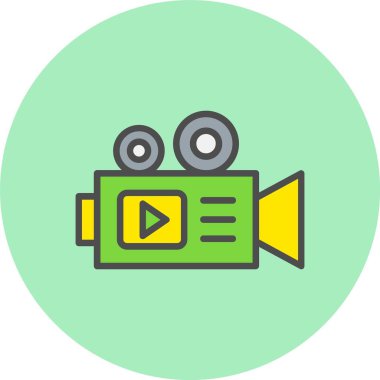 Video Kamera Satırı Dolu Çember Simgesi