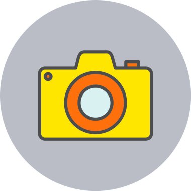 Kamera Satırı Dolu Çember Simgesi