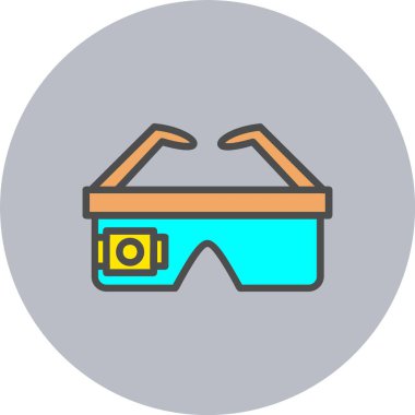 Akıllı Gözlük Vektör Satırı Dolu Çember Simgesi