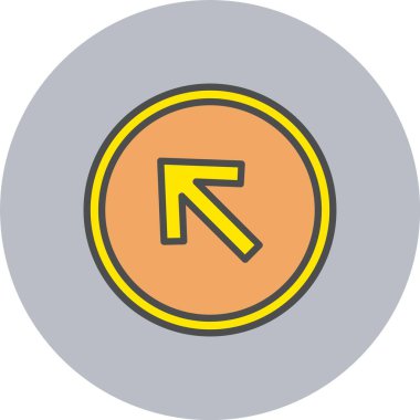 Yukarı Sol Ok Satırı Dolu Çember Simgesi