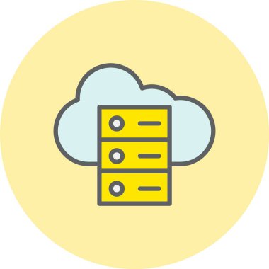 Bulut Sunucusu Satırı Çember Simgesi Dolu