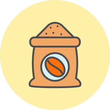 Kahve Torbası Satırı Dolu Çember Simgesi