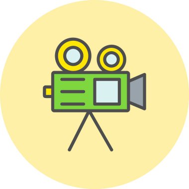 Video Kamera Satırı Dolu Çember Simgesi