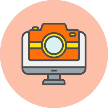 Kamera Satırı Dolu Çember Simgesi