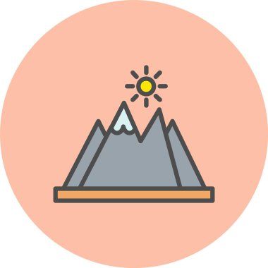 Dağ Çizgisi Dolu Çember Simgesi