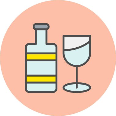 Şarap Cam Çizgisi Dolu Çember Simgesi