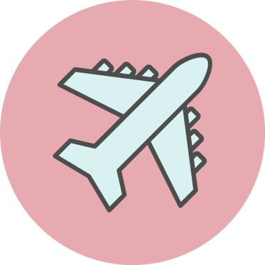 Uçak Hattı Dolu Çember Simgesi