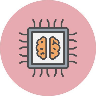 Yapay Zeka Vektör Satırı Dolu Çember Simgesi