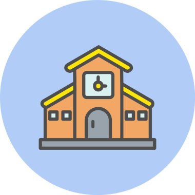 Belediye Binası Satırı Dolu Çember Simgesi