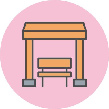 Otobüs İstasyonu Satırı Dolu Çember Simgesi