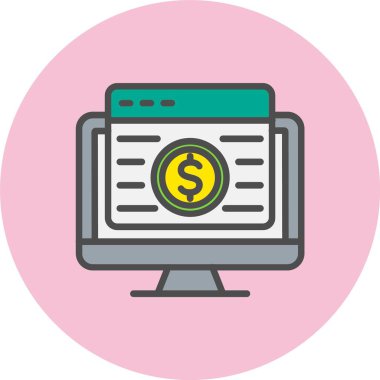 Dolar Satırı Dolu Çember Simgesi