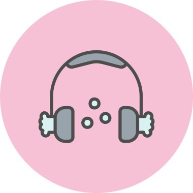 Kulaklık Satırı Dolu Çember Simgesi