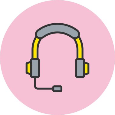 Kulaklık Satırı Dolu Çember Simgesi