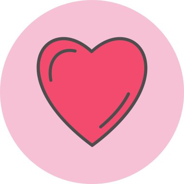 Kalp Satırı Dolu Çember Simgesi