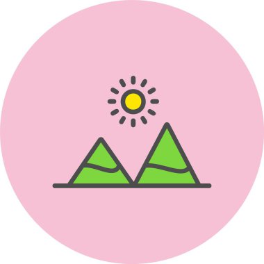 Dağ Çizgisi Dolu Çember Simgesi