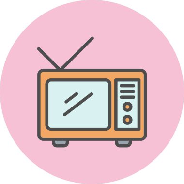 Eski TV Satırı Dolu Çember Simgesi