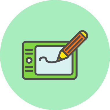 Grafik Tableti Satırı Dolu Çember Simgesi