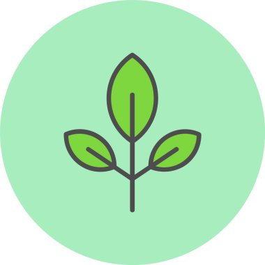 Yaprak Satırı Dolu Çember Simgesi