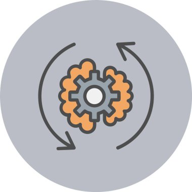 Beyin Süreci Satırı Dolu Çember Simgesi