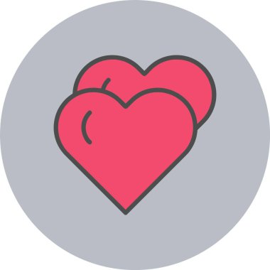 Kalp Satırı Dolu Çember Simgesi