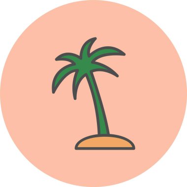 Palmiye Ağacı Satırı Dolu Çember Simgesi