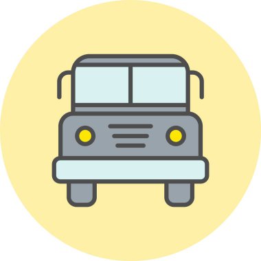 Okul Otobüs Hattı Dolu Çember Simgesi