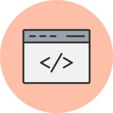 Kodlama Satırı Dolu Çember Simgesi