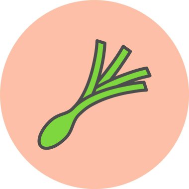 Pırasa Satırı Dolu Çember Simgesi