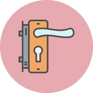 Kapı Kolu ve Kilit Satırı Dolu Çember Simgesi