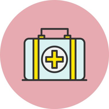 İlk Yardım Çantası Satırı Dolu Çember Simgesi