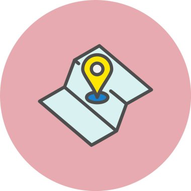 Harita Satırı Dolu Çember Simgesi