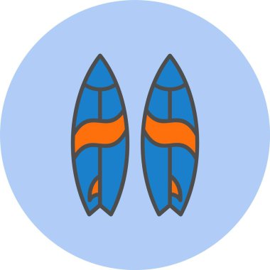 Sörf tahtası Satırı Dolu Çember Simgesi