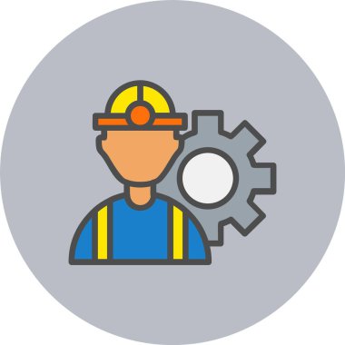 İşçi Satırı Dolu Çember Simgesi